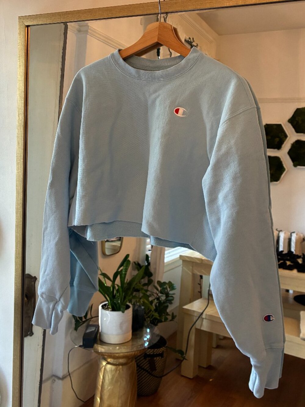 Champion Reverse Weave Cropped Sweatshirt | Blue | Size M